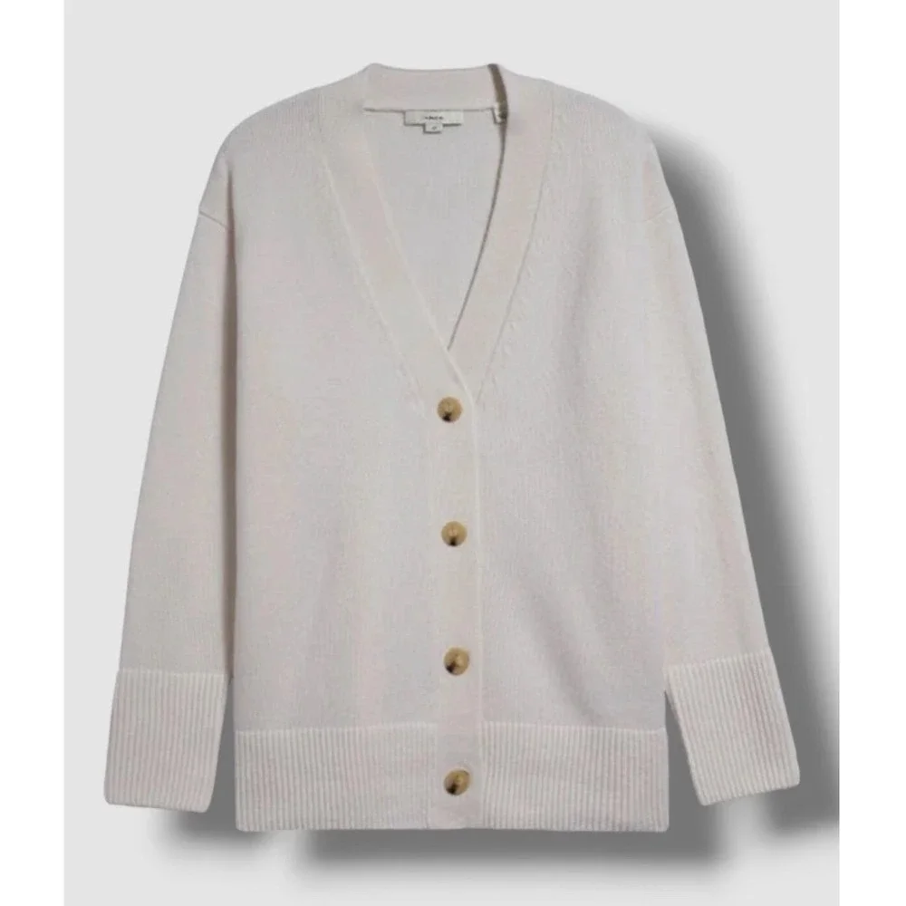Vince Wool Cashmere Cream Long Grandpa Cardigan Size XL - Picture 1 of 6